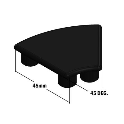 60-230-1 MODULAR SOLUTIONS POLYAMIDE END CAP 45MM X 45MM RADIUS 45 DEG BLACK